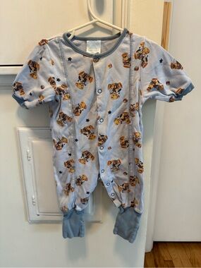 Vintage 1980s Snugabye Convert-a-Foot Teddy Print One-Piece